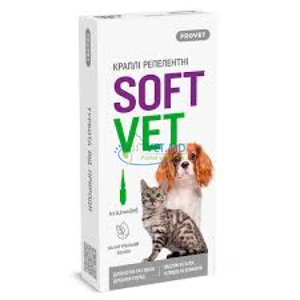 Капли Provet SOFTVET для кошек и собак мелких пород репеллентные, 0,5 мл